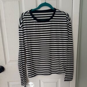 Black and White Striped Long Sleeve Shirt
